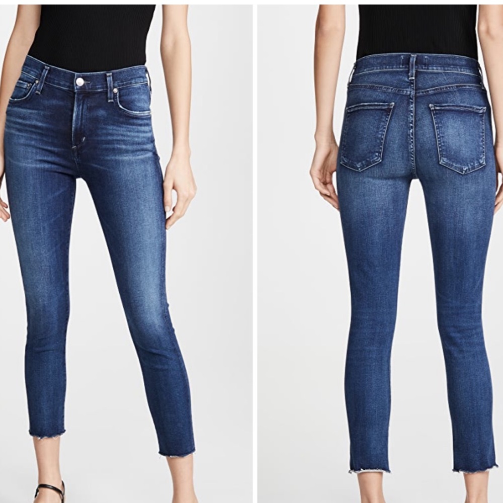 AGOLDE Sophie High Rise Skinny Crop Jeans Size 25. Super-stretch denim Raw hem.